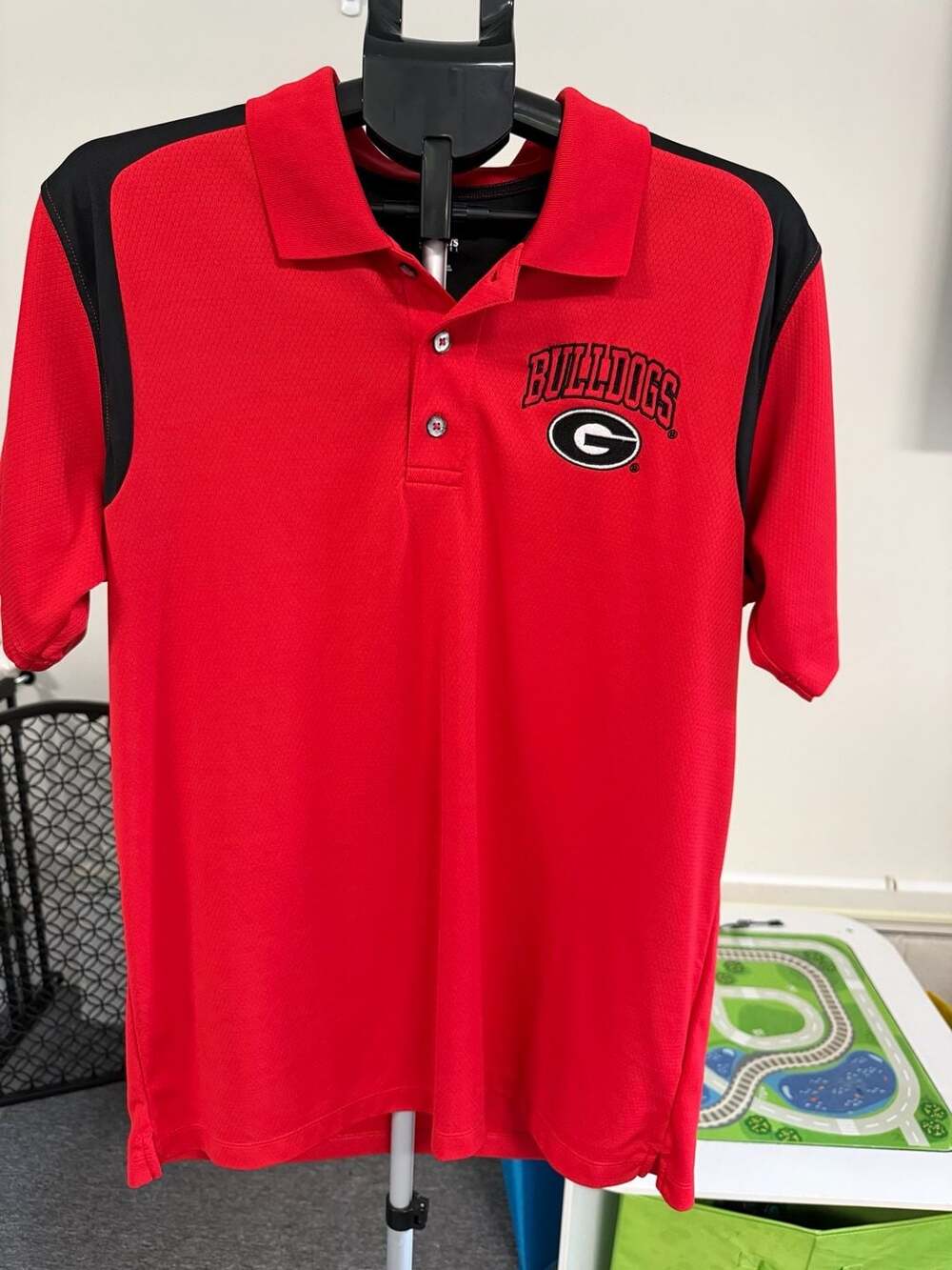 Knights Apparel Georgia Bulldogs Polo Size L Red Black Short Sleeve